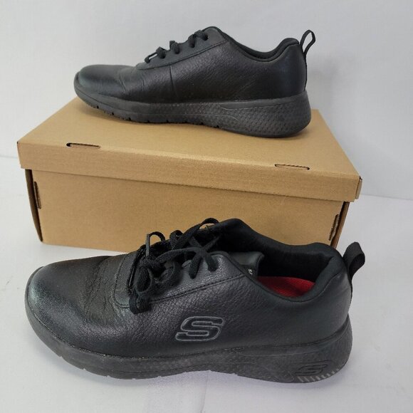 Skechers Women's Work Relaxed Fit Slip Resistant Lace Up Shoes Black 6.5 - Picture 2 of 7